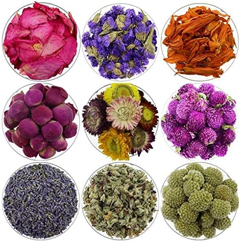 Dried Flowers for Soap Making, 15 Kinds of Dried Flower Petals, Including Rose, Osmanthus, Lavender, Etc.Dried Flowers for Candle Making Cover