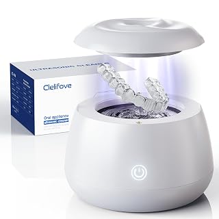 Ultrasonic Retainer Cleaner Machine 48kHz Denture and Aligner Cleaning Pod for Mouth Guards Night Guards Dental Trays Braces Toothbrushes Jewelry with 200ML Capacity (White) - Amazon product rated Grade A