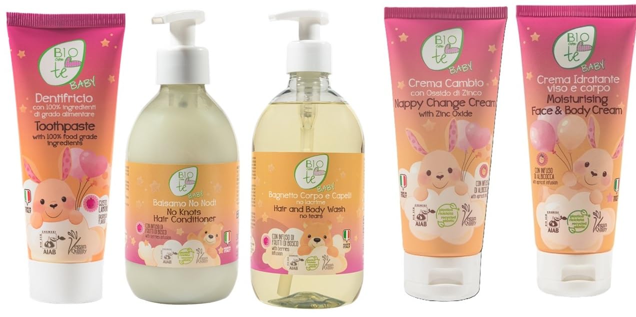 Baby Bioconte Organic Baby Shower Gift Set Vegan 5 Piece Made in Italy