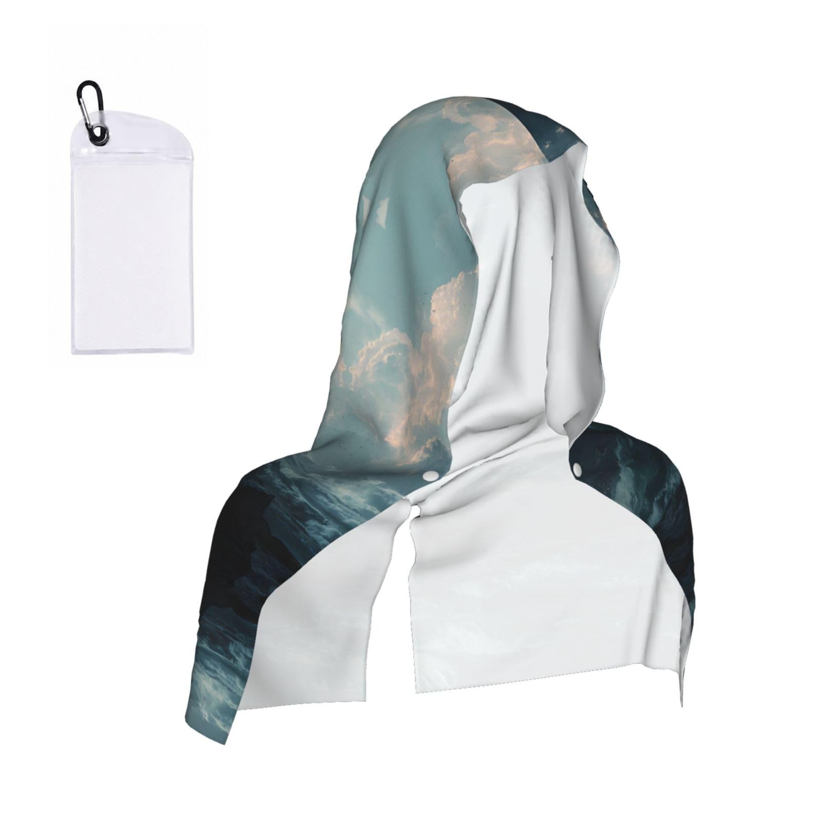 EZDLOWVBA Ocean Print 2 Pack Cooling Hoodie Towels,Sports Headscarf, Neck Wrap Scarf,Breathable Cooling Towel For Neck And Face, Travel, Swimming, Training
