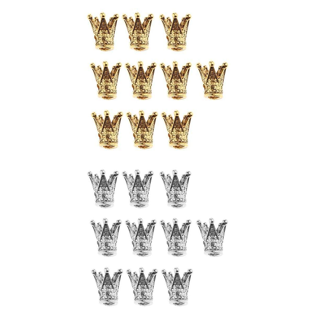SNAPPSY 20 Pcs Crown Shaped Spacer Loose Beads Jewelry Charms Connector Gold& Silver-image-43