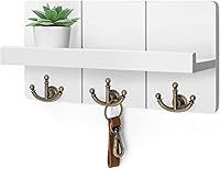 Vista 1 de Rebee Vision Soporte para llaves de pared con estante: elegante organizador de correo de granja con estante flotante decorativo y 3 ganchos