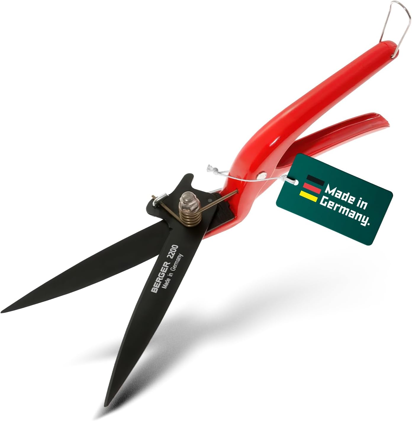 BERGER Grass Shears – Lawn Edging Clippers with Self-Sharpening Anti-Stick Blades, Forged Steel Construction, Ambidextrous Design, Ring Clasp for Hanging Storage – 2200