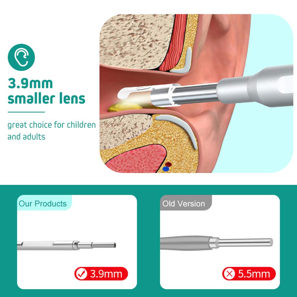 Otoscopio de oído Digital de 5 Pulgadas Endoscopio de Alcance de oído de 3,9 mm con giroscopio de 4 Ejes Mini Herramienta de selección de Protector de oído Cuidado de la Salud