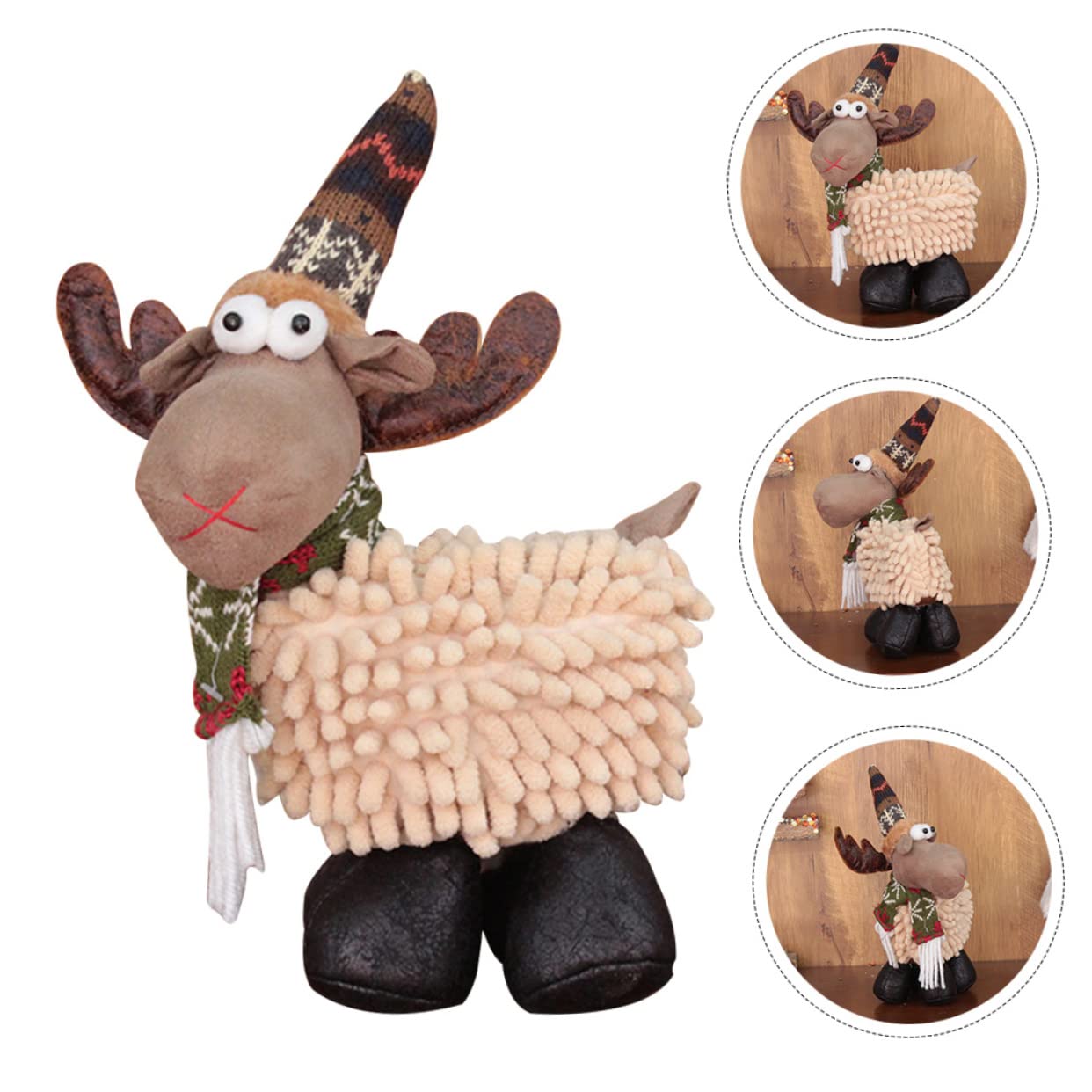 PRETYZOOM 3 Piezas Adornos de Navidad Juguetes de Peluche de Navidad Estatua de venado Feng Shui Decoraciones navideñas muñecos navideños decoración navideña de Renos muñecas de Alces Tela