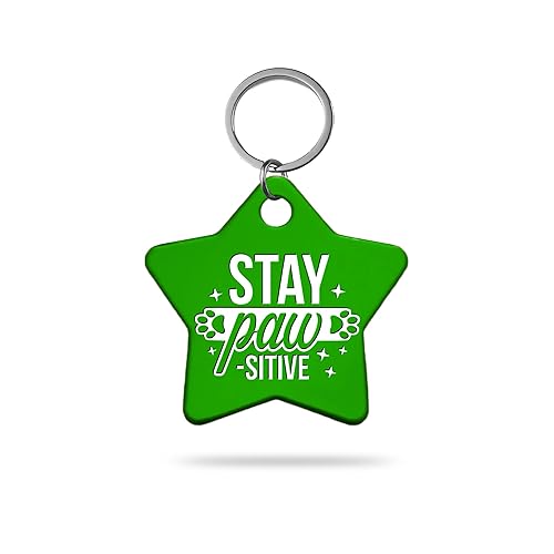MACOS Engraved Personalised Star Pet Tag for Dogs and Cats [Green]