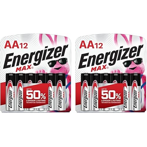Energizer E91BW12EM AA Batteries (12 Count), Double A Max Alkaline Battery (Pack of 2)
