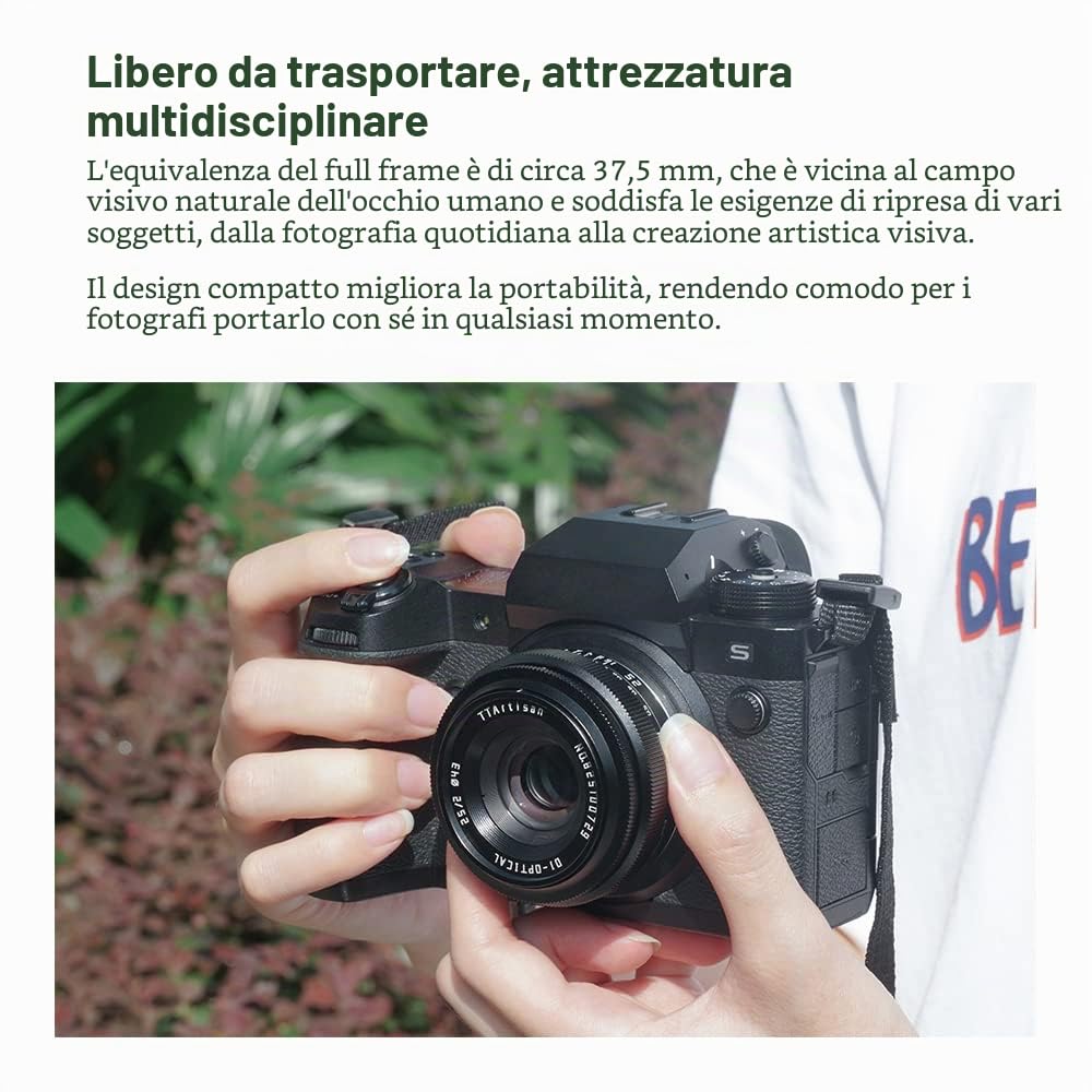 TTArtisan Obiettivo grandangolare APS-C da 25 mm F2 per fotocamera con grande apertura manuale e obiettivo fisso per fotocamere Sony NEX-5 NEX-C3 NEX-5N NEX-7 NEX-F3 NEX-5R NEX-3N NEX-5T A3000 A5000