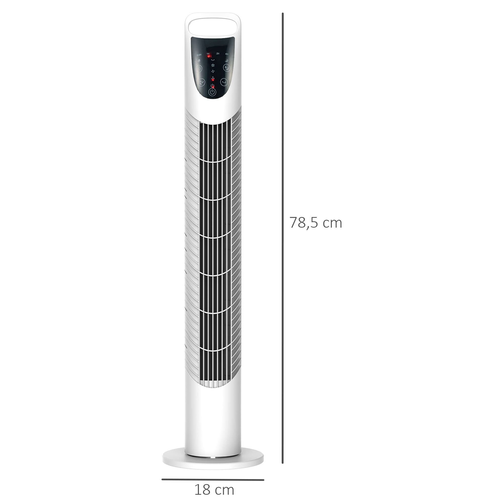 HOMCOM Ventilateur colonne silencieux 40 W, ventilateur tour pour chambre avec 3 modes 3 vitesses, télécommande, oscillant 70°, minuterie et contrôle tactile, 78,5H cm blanc