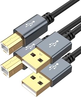 CableCreation [2-Pack] USB Printer Cable 5FT, USB 2.0 Printer Cable to Computer USB to USB B Printer Cord for HP, Brother, Epson, Canon, Piano, Dac, Aluminum Case, Black 1.5m