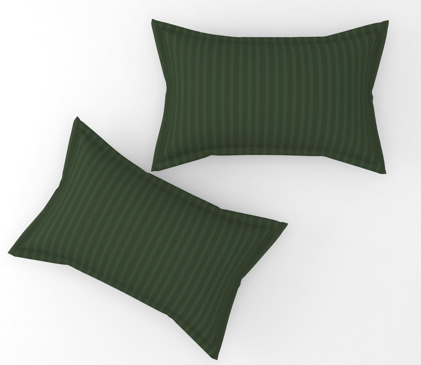 Reyansh Decor 220 TC Premium Cotton King Size Plain Stripes Design Pillow Cover with Envelope Closure, Soft Smooth Breathable Pillowcases for Home -18"X28" Inches, Set of 2 Pieces Green