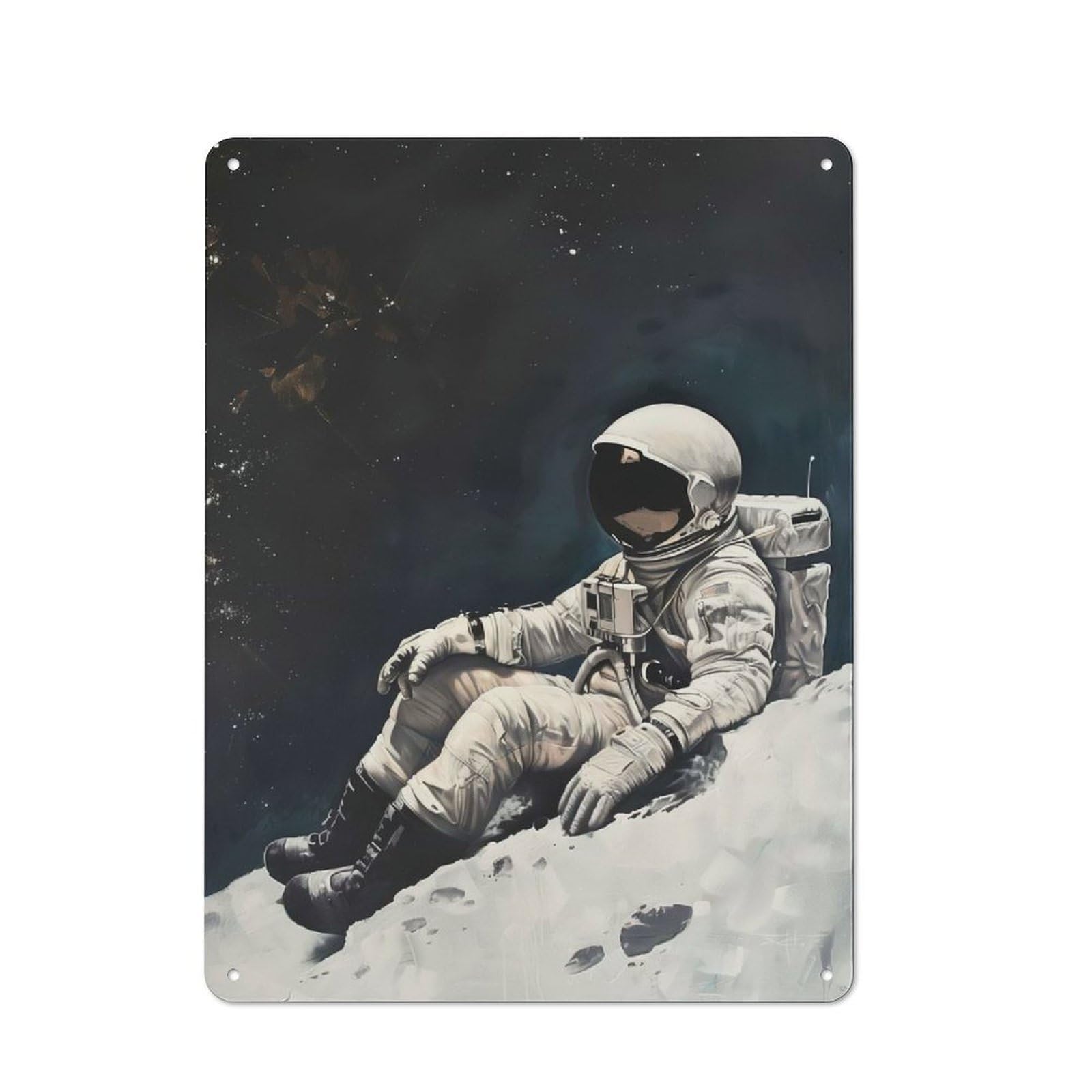 Junmoney Style For Hobby Room Or Studio, Moon Serenity Retro Tin Sign 40X30cm, Gift For Creative Interior Collectors During The Christmas Season