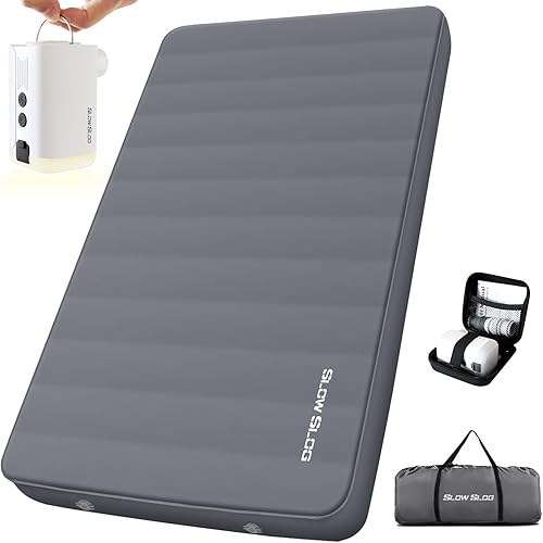 Almohadilla de dormir autoinflable con bomba de aire eléctrica portátil, colchón de espuma viscoelástica de 4 pulgadas de grosor para tienda de