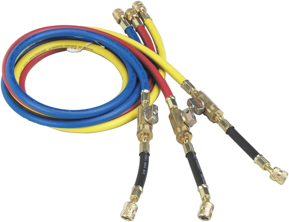Robinair (65060) Enviro-Guard Hoses with Ball Valves - 60", Set of 3