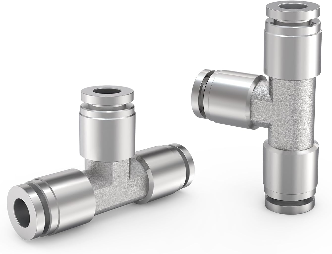 2-PACK 1/4" Tube OD Tee 304 Stainless Steel Push to Connect Fittings,PE-1/4 3 Way Pneumatic Quick Connect Air Line Push Lock Hose Fittings