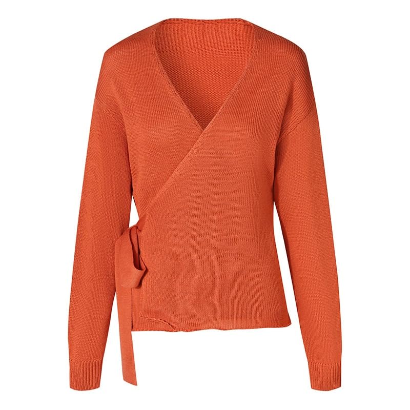 Womens Nylon Knitted Sweater Casual Cardigan Cross tie Coat