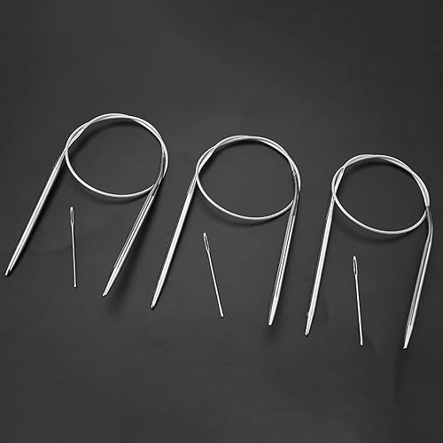 Miniatura 9 de 11 Uds. 436531.5 in de acero inoxidable de varios tamaños de agujas de tejer circulares artesanales suéter tejido agujas de tejer artesanías (16.9