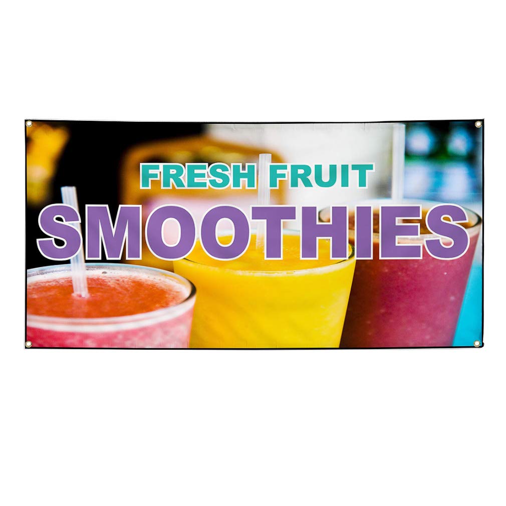 Bannière smoothies fruits frais vinyle : stop au manque de visibilité de votre stand