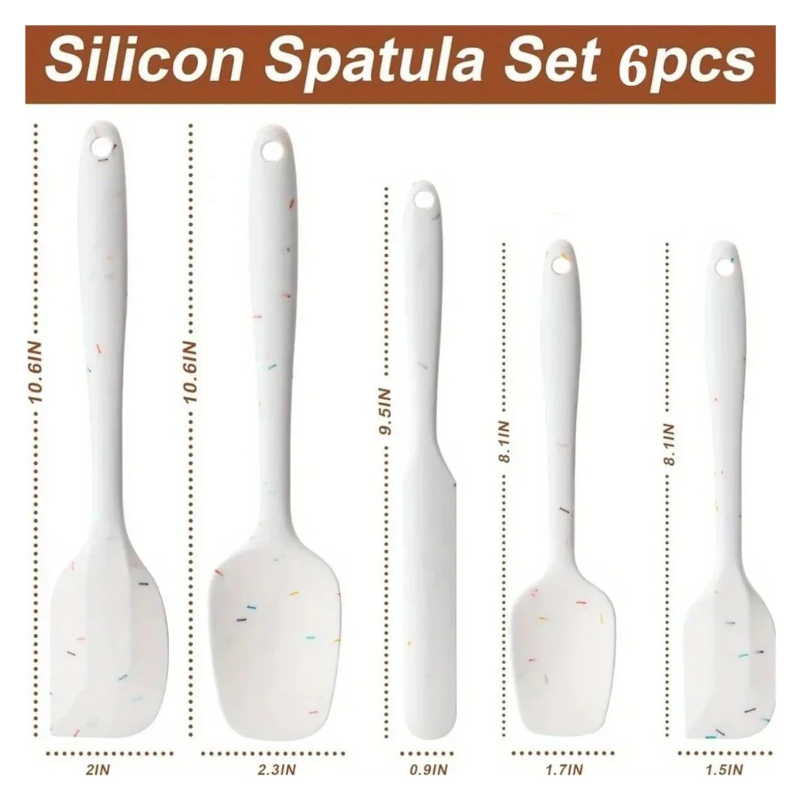 Espátula de silicona resistente y antiadherente, Compatible con hornear, cocinar, mezclar, raspar rayar, utensilios cocina, 6 uds(Black)