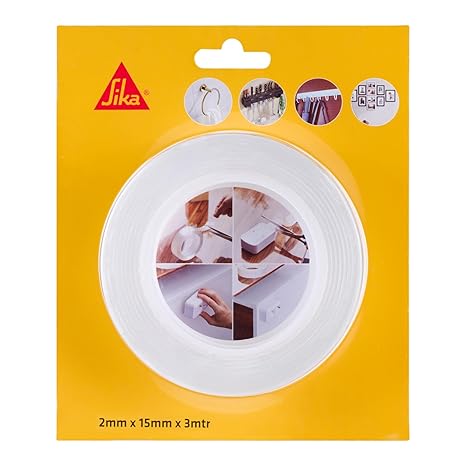 SIKA - Double Sided Tape - Sikabond Mammoth Grip IN - Heavy Duty - Multipurpose Removable Traceless Mounting Adhesive Tape for Walls/Home/Office - Strong Sticky Strips Grip Tape - Transparent 15mmx3m - Image 2