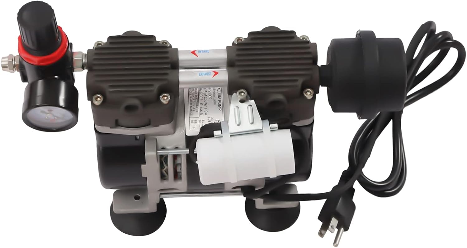 110V Mini Diaphragm Dental Medical Lab Vacuum Pump, 200 W Air Pump, Oil Free Oilless Medical Pump, Lab Diaphragm Vacuum Pump, 90Kpa Air Pump with Air Filter