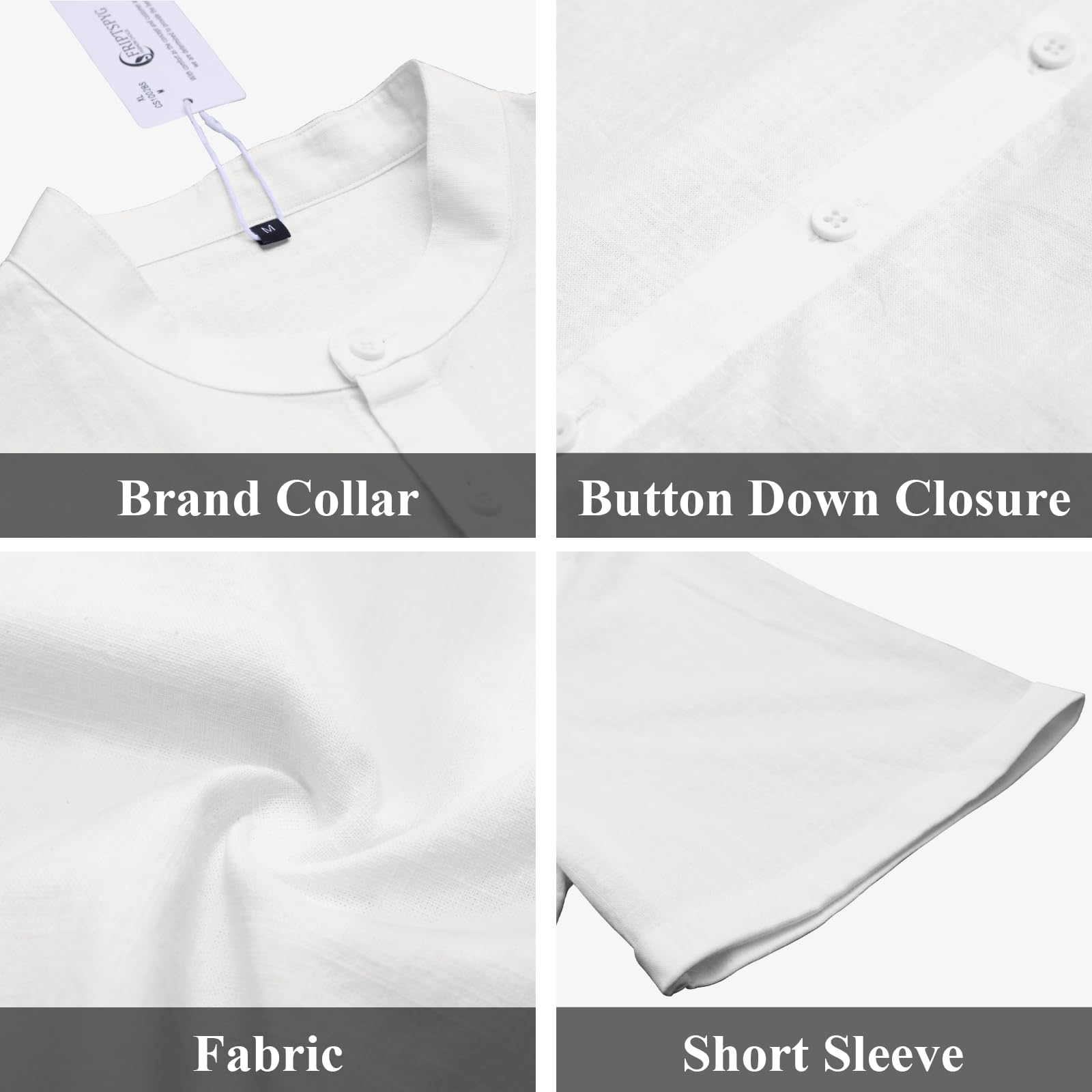 Friptspyg Leinenhemd Herren Kurzarm Baumwolle Leinen Hemd Freizeit Sommerhemd Button-Down Strandhemd