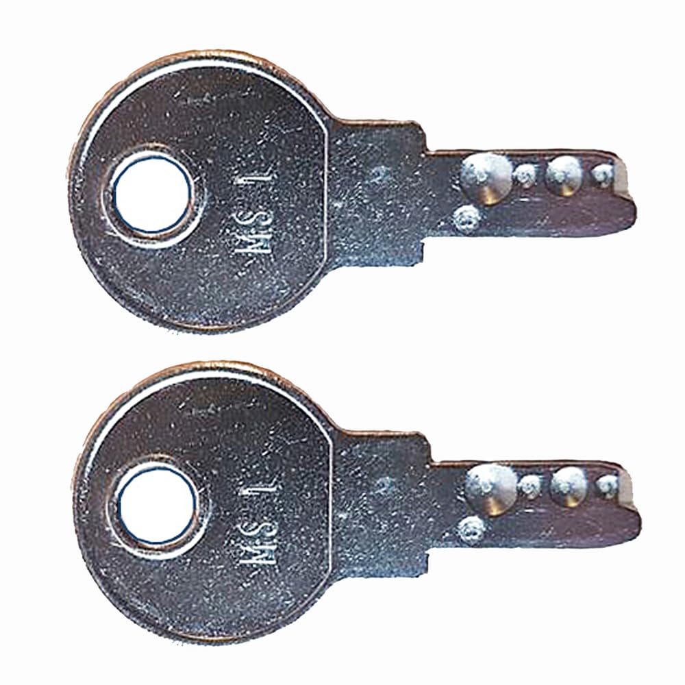 Pair of Replacement MS1 Electrical Switch Keys | For auto-off and reset-hand switches on Band Saws, Lifts, Alarm Panels & more | RMQ Titan, CES, Moeller, RAMO, RASP & more | 2 Keys Supplied