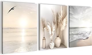 Novart Wandbilder Set Strand Meer Boho - KOMPLETT AUFHÄNGFERTIG - Wohnzimmer Sch im Test