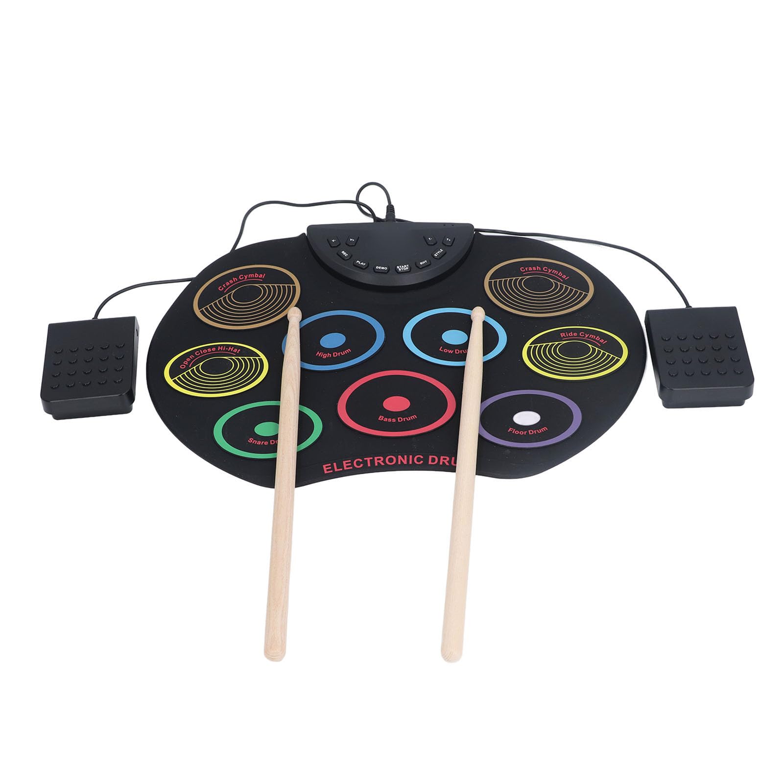 Air Drum Sticks - Portable Virtual Electronic Drum Set, Roll Up Drum Pad Pedals Drum Sticks for Kids Children Beginners