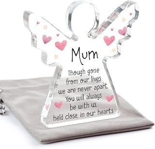 In Loving Memory Mum Gifts, Angel Memorial Ornament Mum Dad Brother Husband Son Daughter Nan, Christmas Remembrance Angel, With Grey Bag