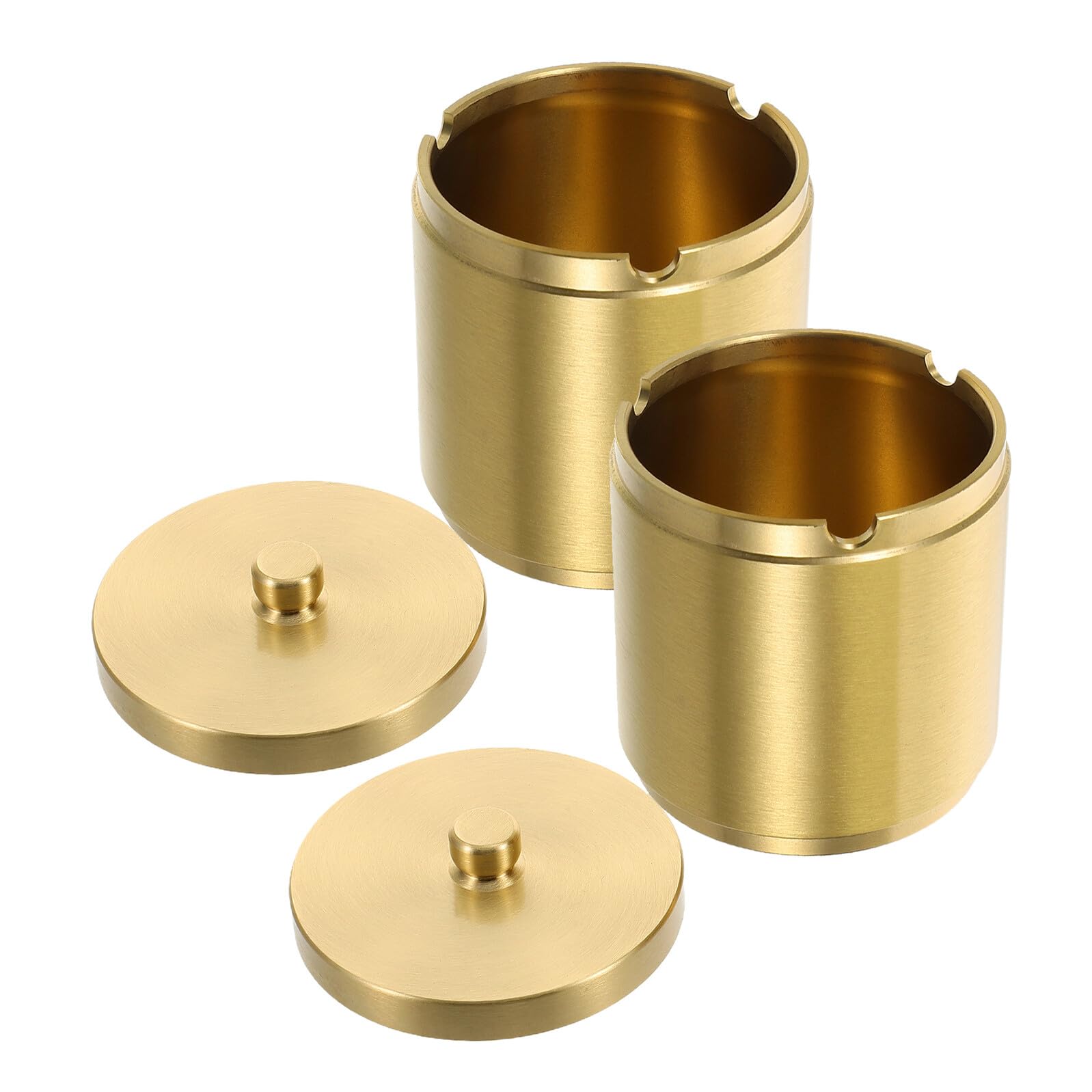 Lot de 2 Cendriers Voiture en Laiton avec Couvercle Sécurisé, Résistant la Chaleur, Design Élégant pour Conducteurs et Fumeurs, Accessoire Automobile Pratique