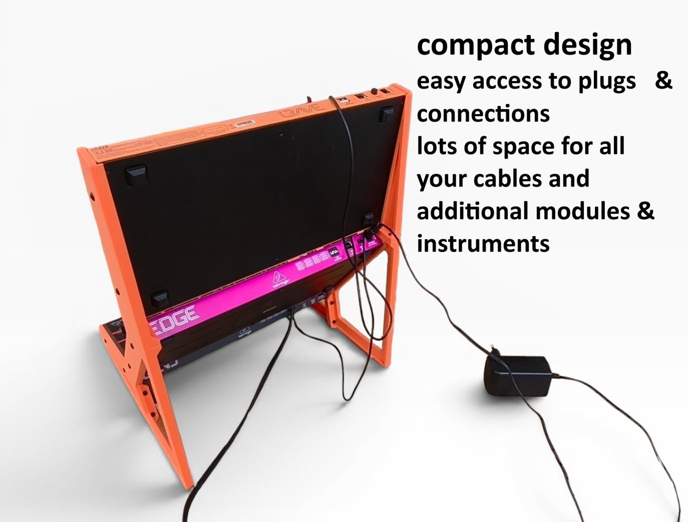 Supporto per console analogica Eurorack, per 3 Behringer Edge, Crave, Spice o Grind, supporto sintetizzatore, angolo 10°-45°-10°, arancione fluo