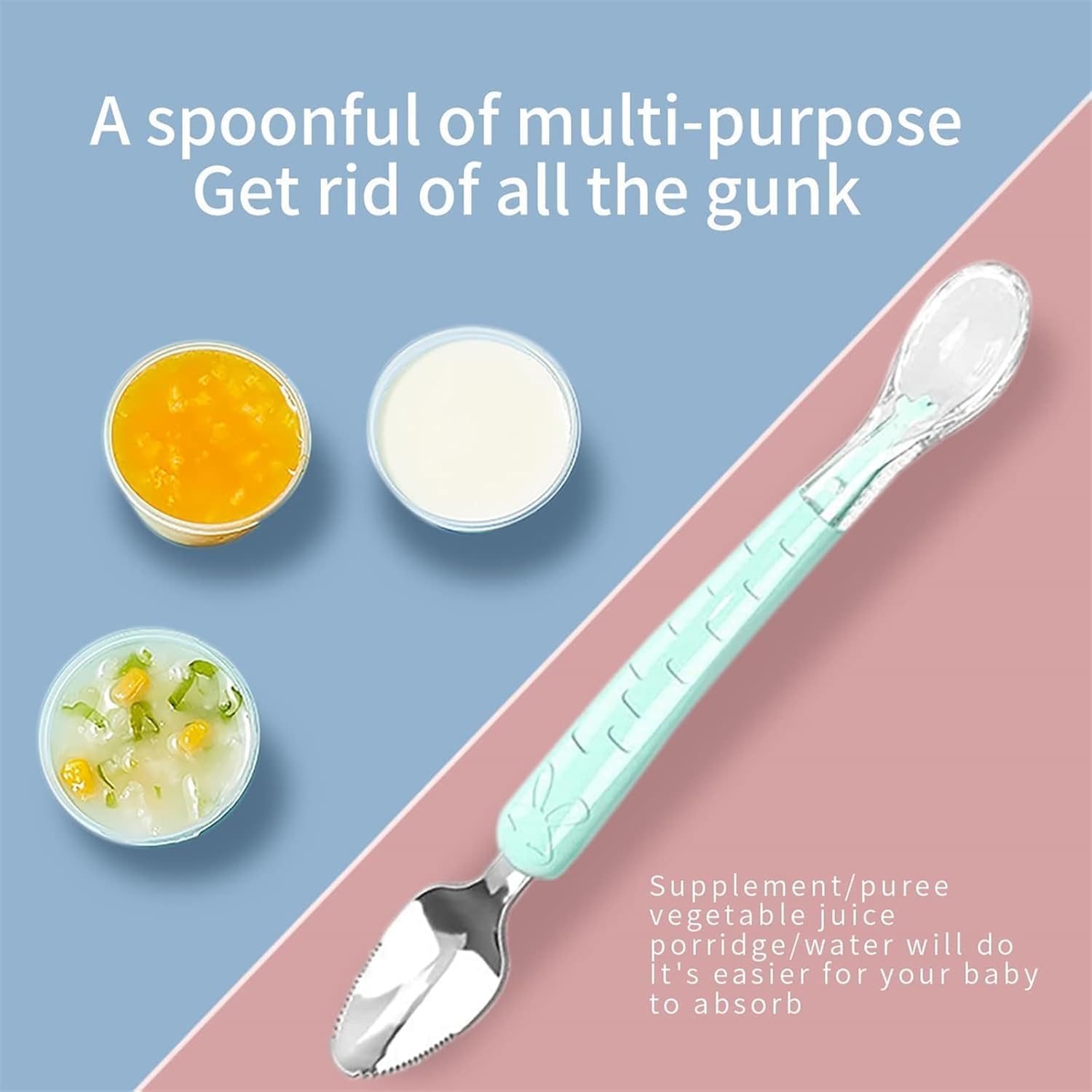 Aputue çift uçlu bebek kaşıkları, yumuşak yeşil silikon besleme gereçleri, BPA içermez dayanıklı yapı, meyve püresi ve yoğurt için uygun ergonomik tasarım, bebekler ile çocuklar için güvenli