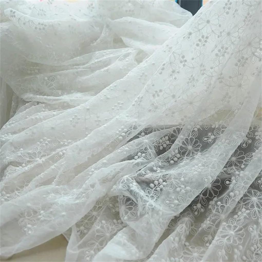 Tessuto in tulle ricamato con organza, Tessuto di pizzo ricamato a rete con fiori for abiti da sposa, abbigliamento for bambini e decorazioni for tende