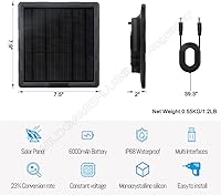 Vista 2 de Impermeable 5 vatios 6000 mAh mini tamaño panel solar, kit de cargador solar de carga de teléfono tipo C 6V/12V para cámara de seguridad de sendero