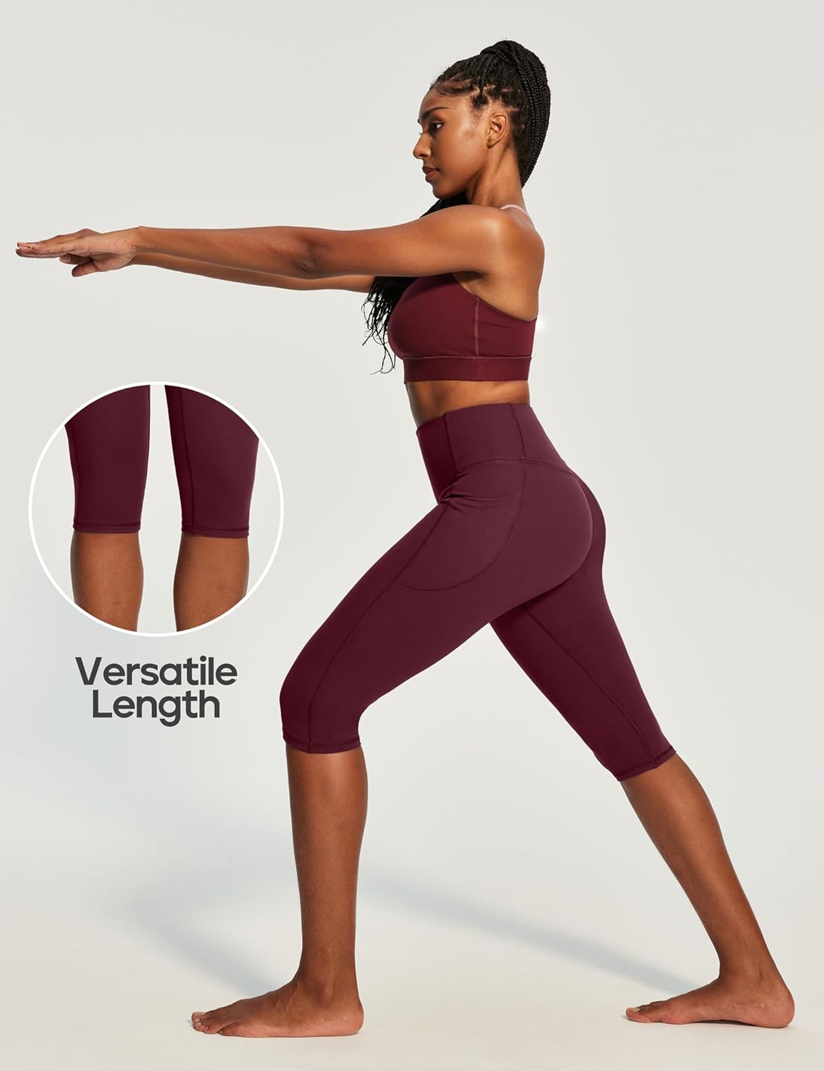 Heathyoga Capri Leggings with Pockets for Women Tummy Control Knee Length Leggings Yoga Pants Women Capri Pants Workout - Image 5