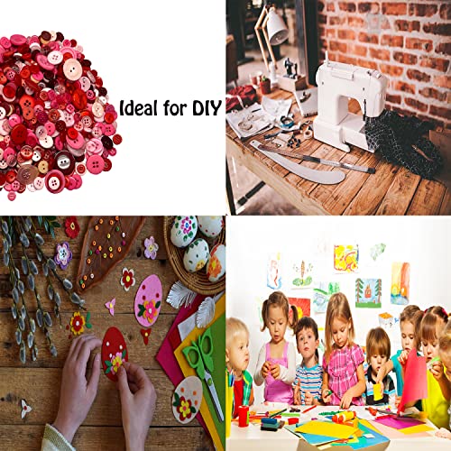 Resin Buttons, Assorted Sizes Craft Buttons For Sewing Diy Crafts,Children's Manual Button Painting, About 660 Pcs A Red Series #TOP4