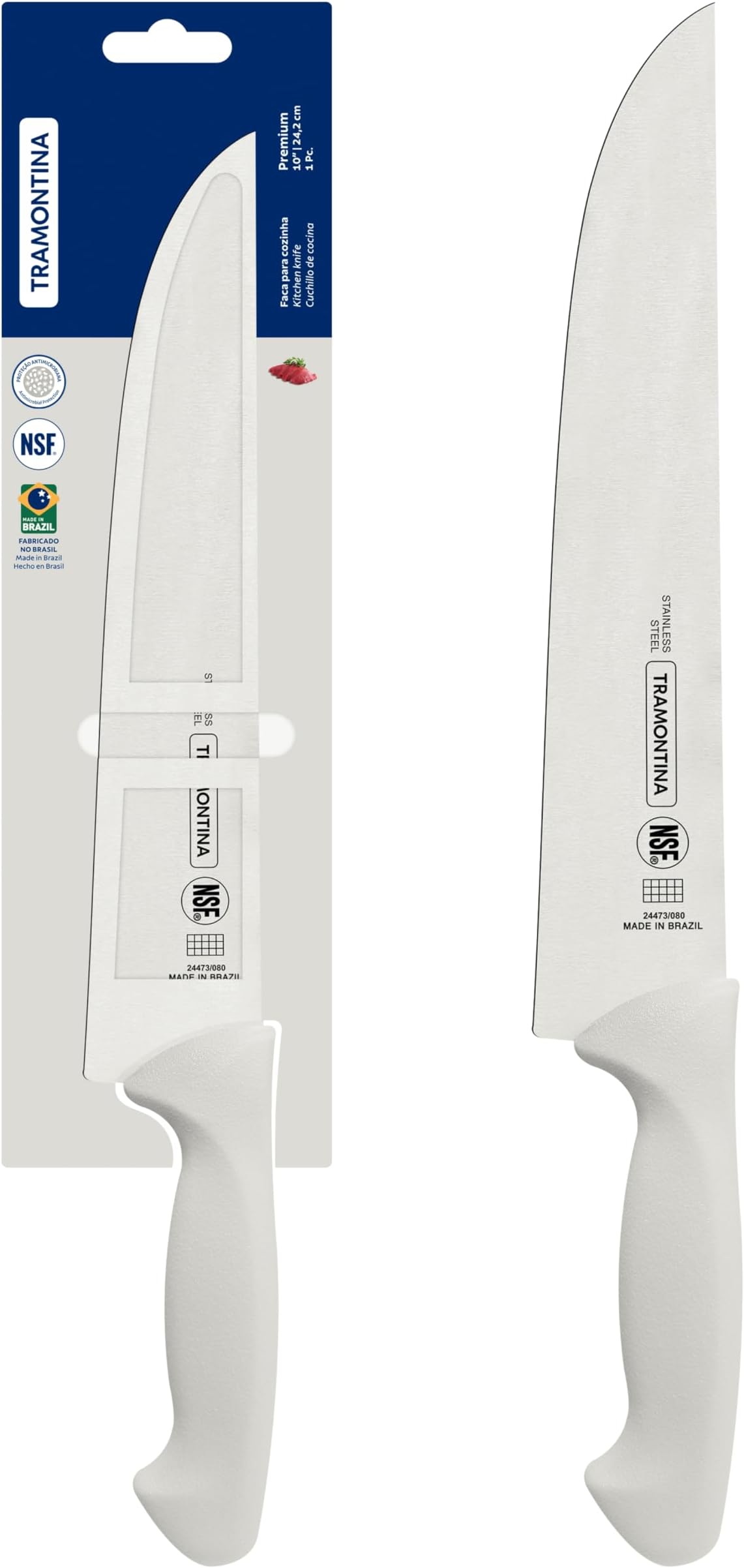 Tramontina Premium 10 Inches Kitchen Knife with Stainless Steel Blade and White Polypropylene Handle