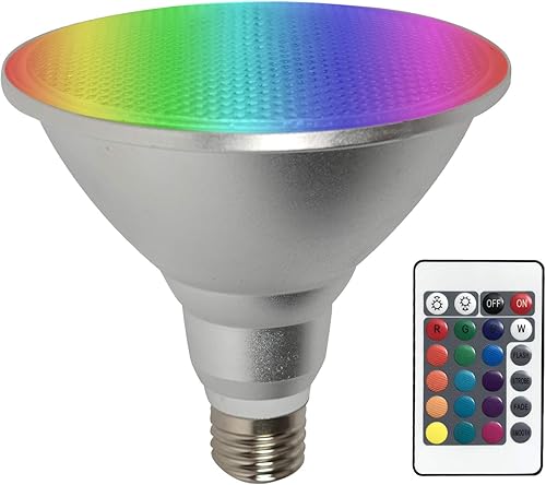 PAR38 - Bombilla LED de 30 W RGB + luz LED blanca cálida para interiores y exteriores, foco regulable que cambia de color con control remoto,