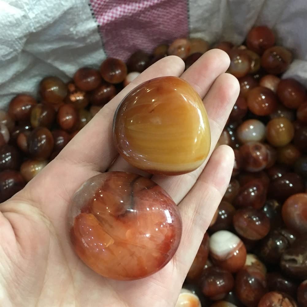 PEKMAR Esemplare guarito 2 Pezzi di Diaspro Rosso Naturale Pietre burattate e Gioco di Palma Cristalli di Rocca Pietre preziose di Agata for la Decorazione dell'acquario Come Regalo