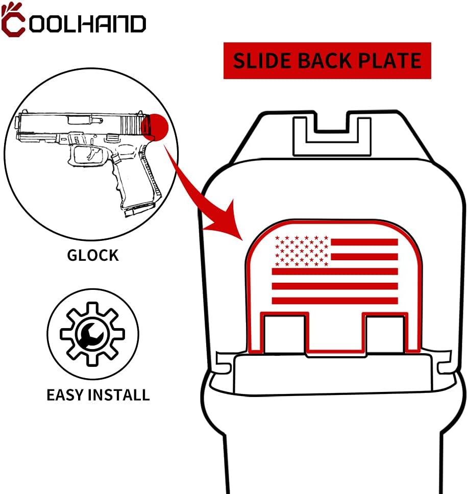 Cool Hand Stainless Steel Replacement Slide Back Plate for Glock, Fits Most Models Gen 1-5, Stone Wash, American Flag : Sports & Outdoors