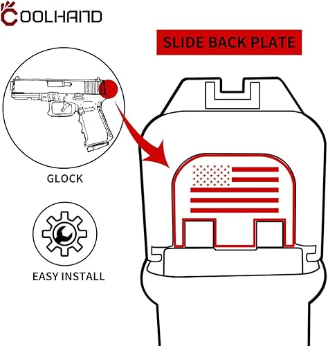 Miniatura 11 de Cool Hand Placa trasera deslizante de repuesto de acero inoxidable para Glock, se adapta a la mayoría de los modelos Gen 1-5, bandera