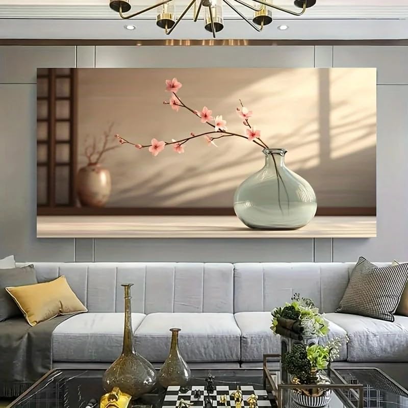 Tableau sur toile contemporain vase fleurs pour salon et bureau