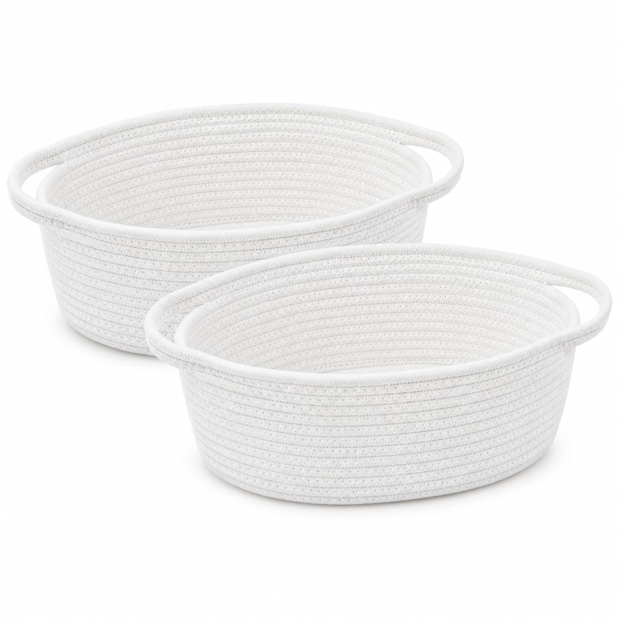 ABenkle Small Basket with Handles, Boho Decorative Rope Woven Dog Cat Toy Storage Bin Shelf Storage Organizer, Easter Christmas Gift Basket, 12"x8"x5", 2 Pack