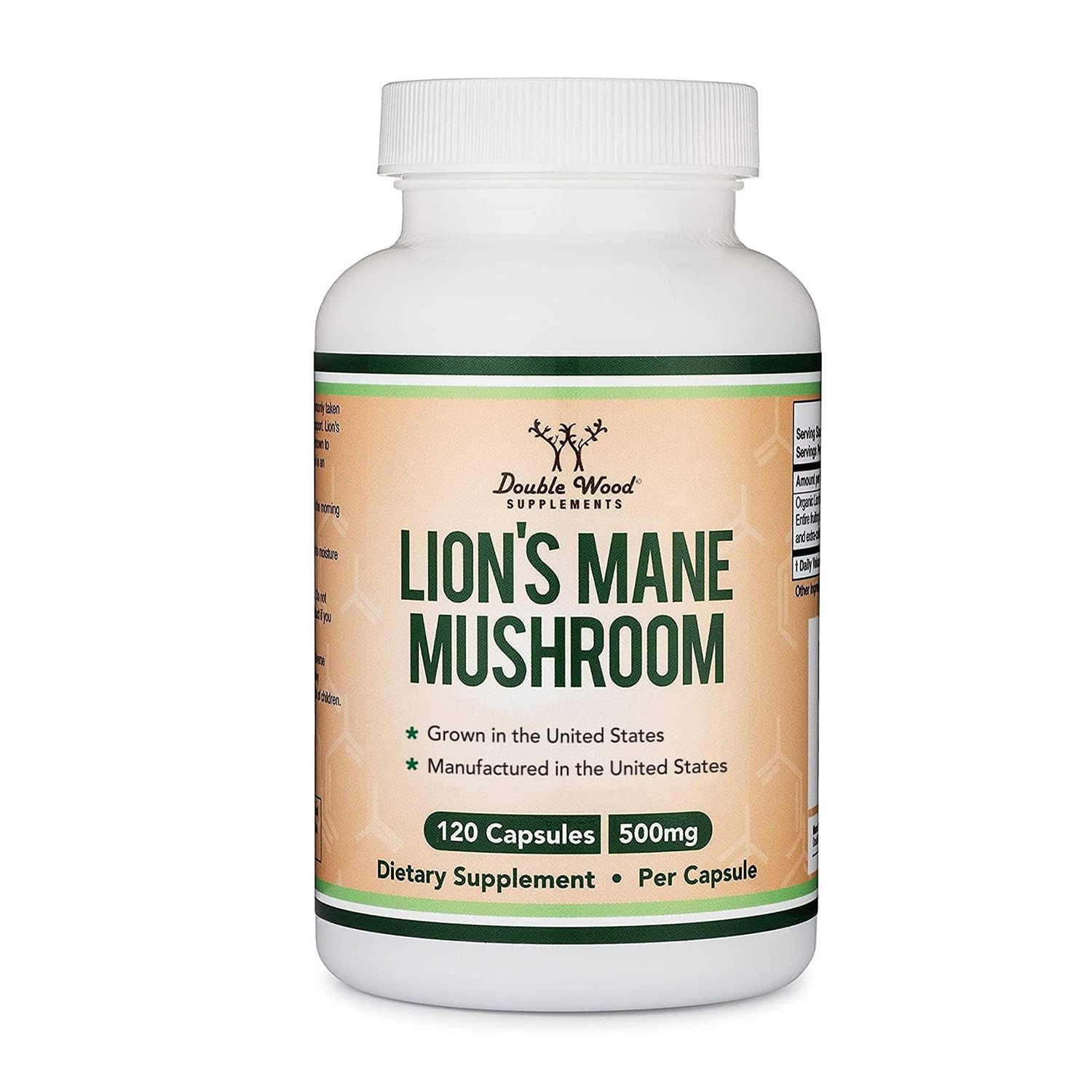 Organic Lion's Mane Mushroom,1,000mg, Grown in USA, 120 Capsules