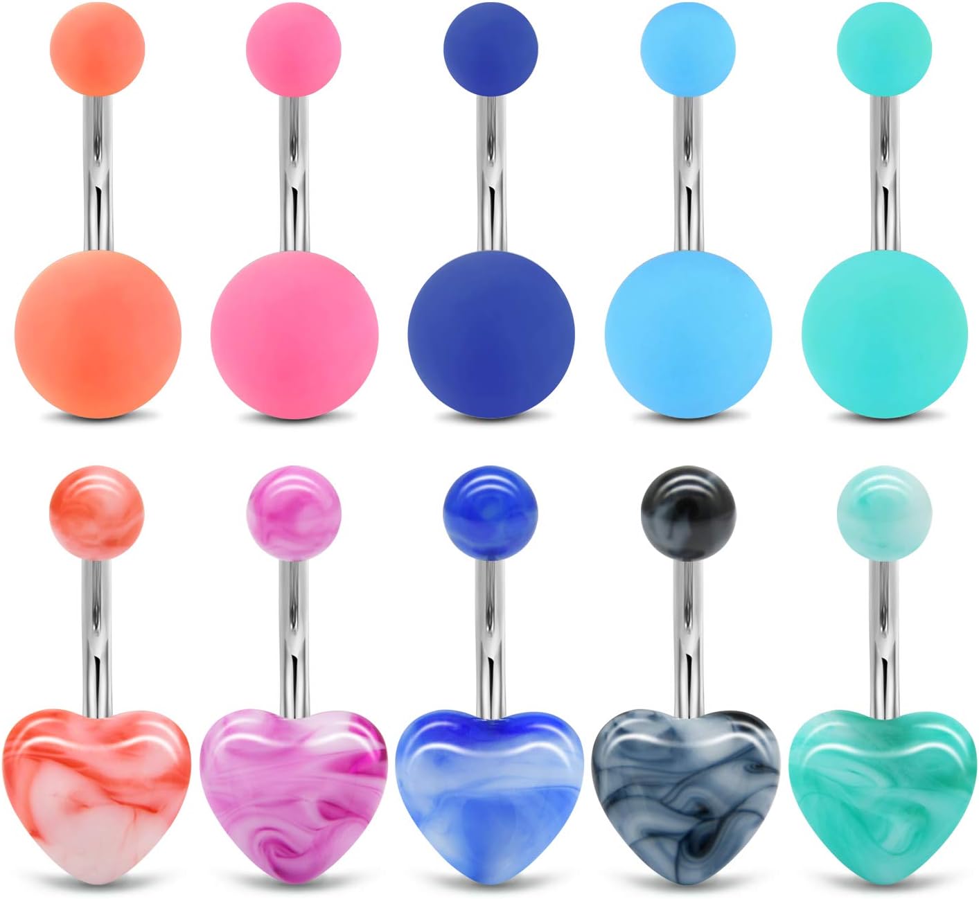 Belly Button Ring Surgical Steel Belly Rings for Women Hypoallergenic Belly Button Rings Clicker Belly Button Ring Belly Piercing Silver Rose Gold Pink Black Navel Rings for Women