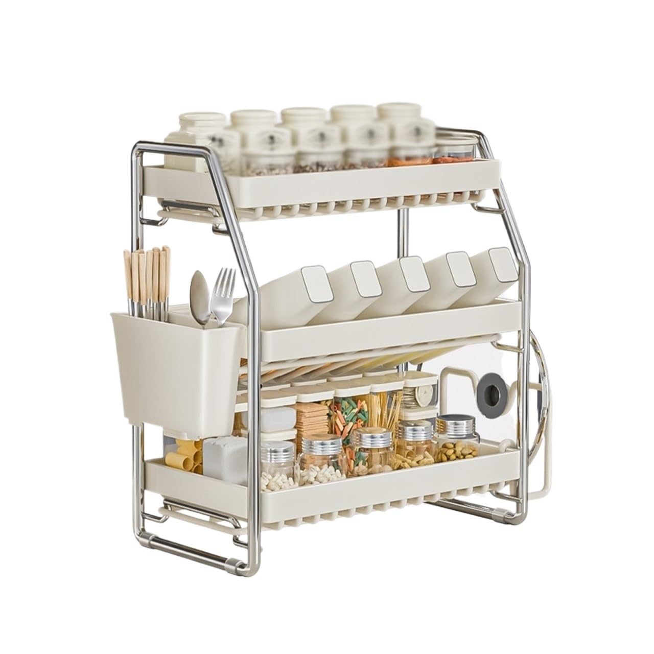 shangguanyun456 Spice Rack Spice Rack Free Standing Organizer 3 Tier Seasoning Countertop Cabinet Storage Shelf for Kitchen Bathroom