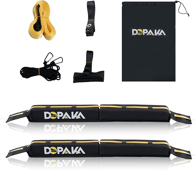 Kayak Roof Rack,Soft Roof Rack Pads,Universal Car Roof Rack for Surfboard/Ski/Kayak Paddle Board/Luggage Carrier System Include 2 Tie Down Straps,2 Tie Down Rope,2 Quick Loop Strap,and Storage Bag