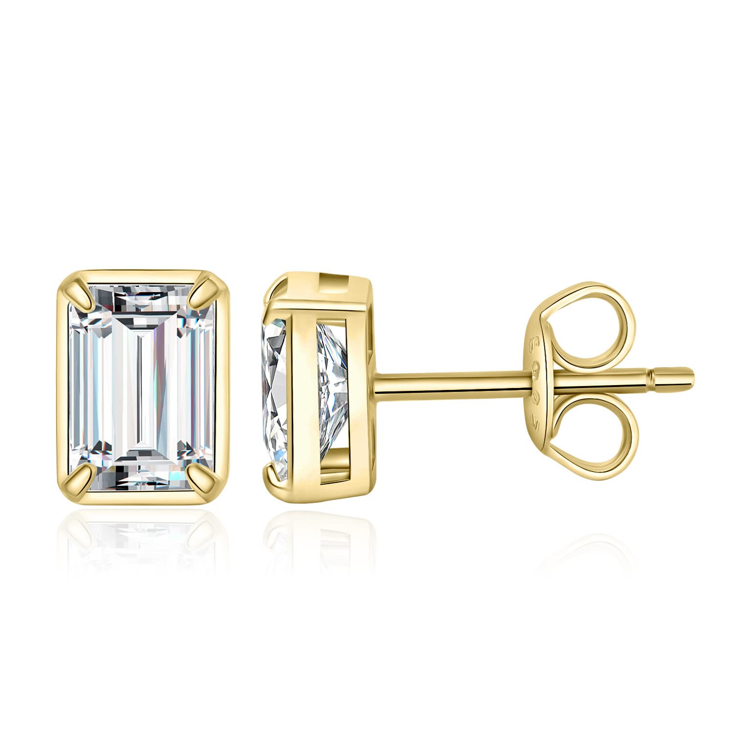 JewelryPalace Smaragdschliff 1ct Moissanite Solitär Ohrstecker Silber 925 Damen, Braut Schmuck Set, Ohrringe Silber Mädchen Edelstein,Ohrstecker Silber mit Stein Geschenk Frauen Rosegold Gold