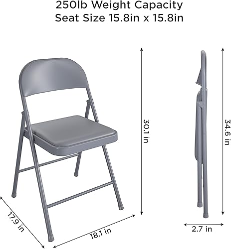 Miniatura 9 de COSCO - Silla plegable de vinilo SmartFold, paquete de 4, color negro